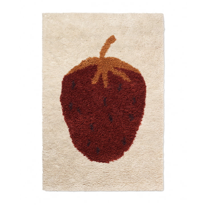 Het Fruiticana tapijt "Aardbei" door fermentatie Living, 120 x 180 cm