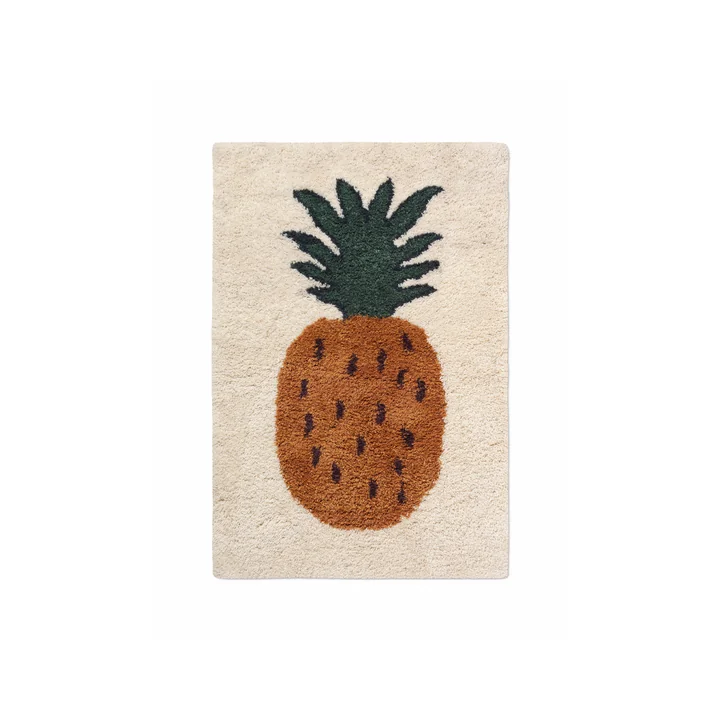 Het Fruiticana tapijt "Pineapple" van Ferm Living, 80 x 120 cm