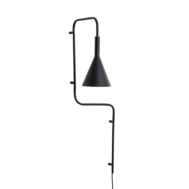 Metalen wandlamp, zwart, hoog van Hübsch Interior