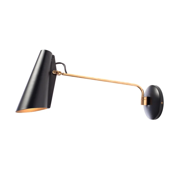 Northern - Birdy Wandlamp lang, zwart / messing