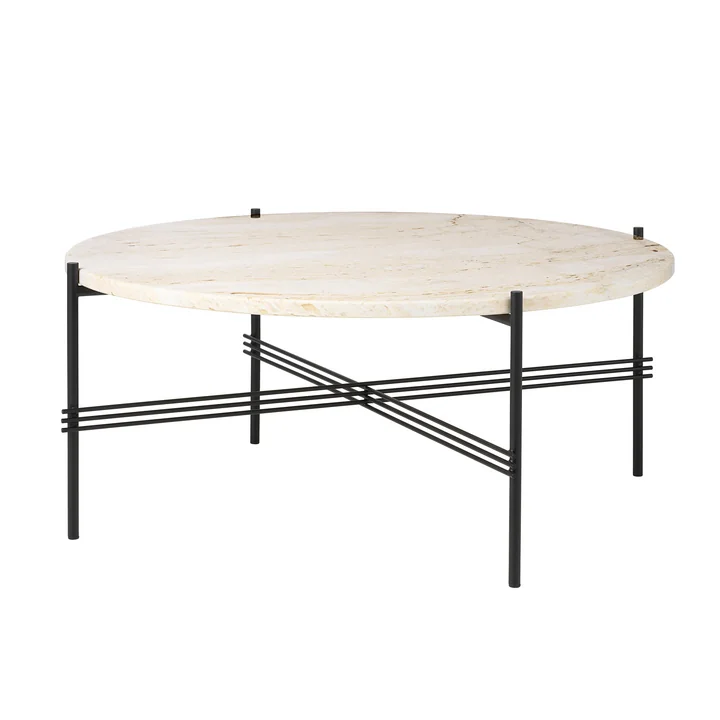 Travertine salontafel, Ø 80 cm, zwart/wit van Gubi
