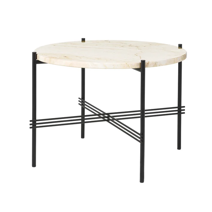 Travertine salontafel, Ø 55 cm, zwart/wit van Gubi