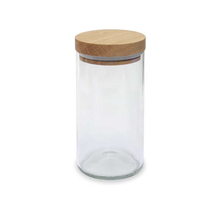 Het opbergglas van side by side in eikenhouten / helder glas, 450 ml
