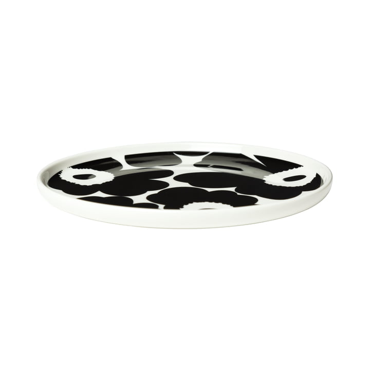 De Oiva Unikko plaat van Marimekko in wit / zwart, Ø 20 cm
