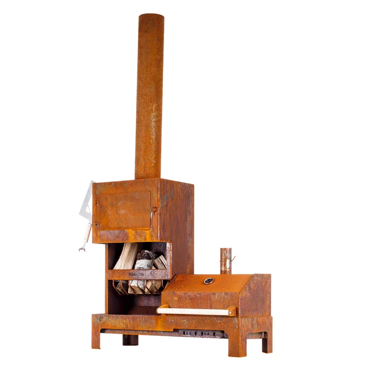 De Outdoor staalkachel XL van Weltevree in roestbruin