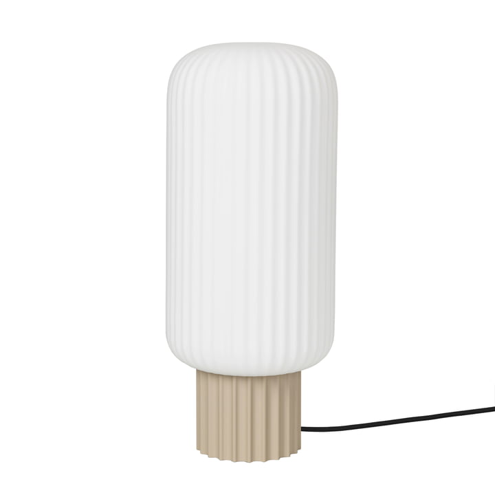 De Lolly tafellamp van Broste Copenhagen in zand/wit, Ø 16 x H 39 cm