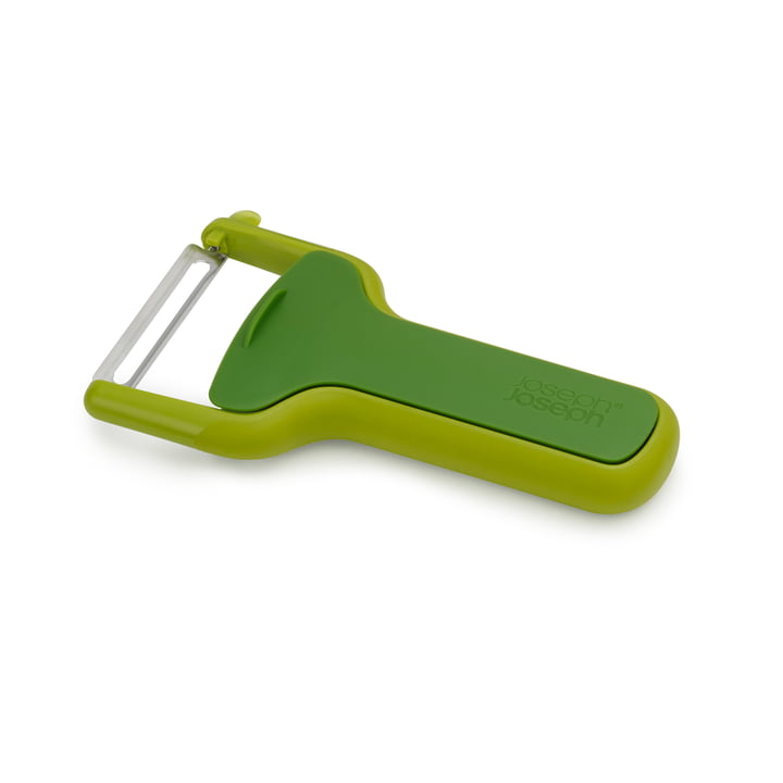 De SafeStore dunschiller met mesbescherming van Joseph Joseph recht / groen