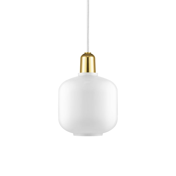 De Amp Hanglamp klein van Normann Copenhagen , wit/messing