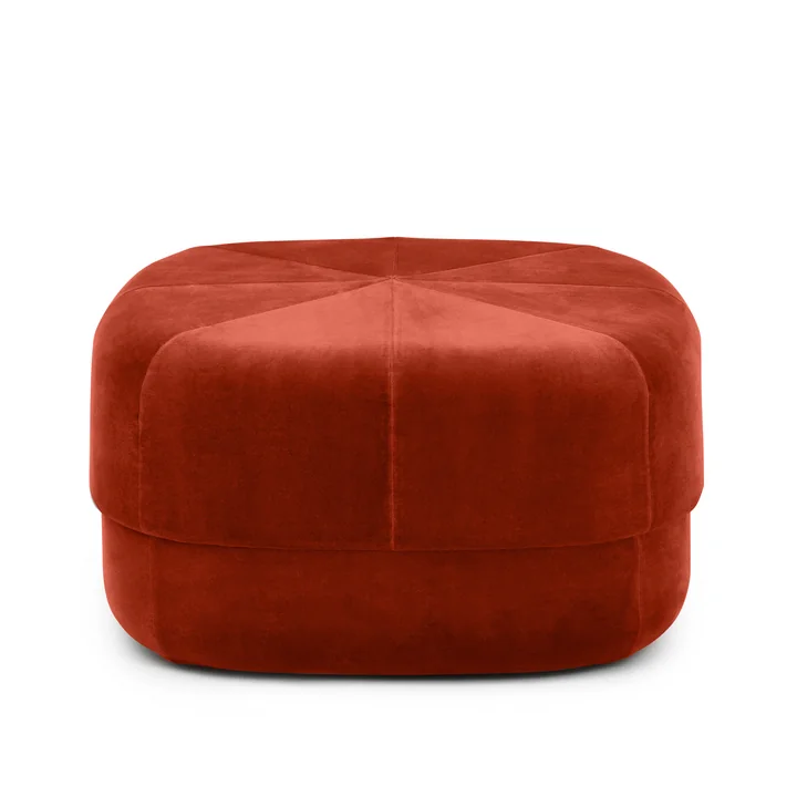 De Circus Poef groot van Normann Copenhagen , roest rood velours