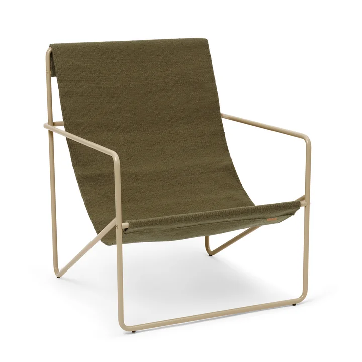 De Desert Lounge Chair van Ferm Living in cashmere / olive