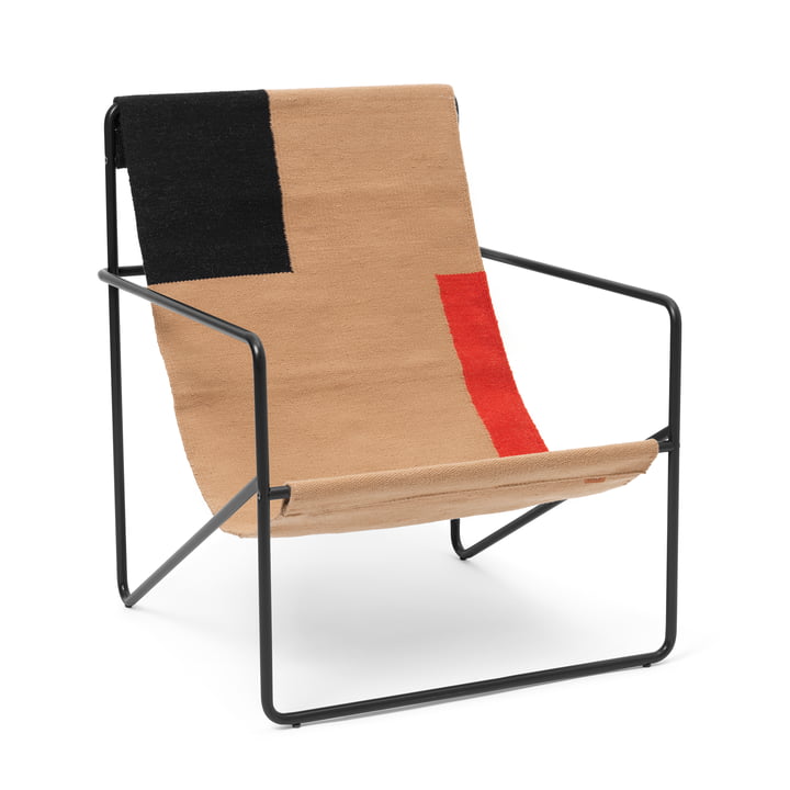 De Desert Lounge Chair van ferm Living in zwart / blok
