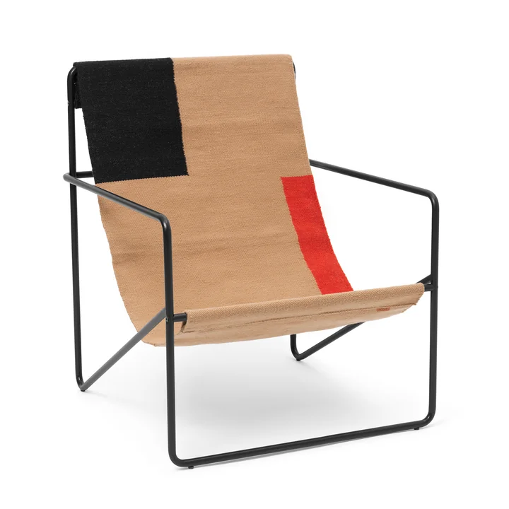 De Desert Lounge Chair van Ferm Living in zwart / blok