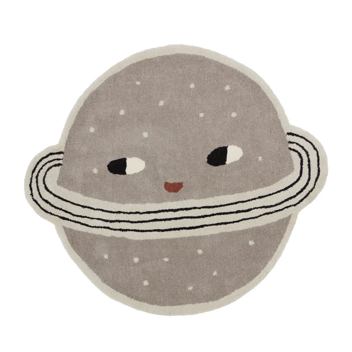 Het Planet kindertapijt van OYOY , 100 x 116 cm, klei