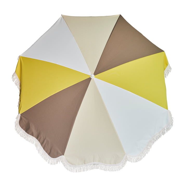 De Retro parasol Ø 200 cm van Jan Kurtz , wit / taupe / natuur / geel