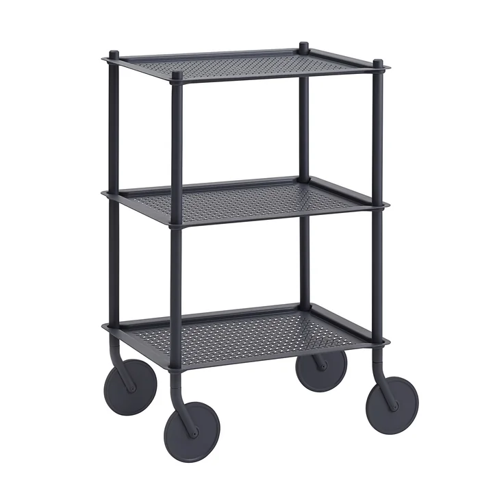 Flow Muuto De zijtrolley van, 3 legborden, blauw-grijs