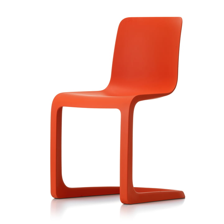 EVO-C Volledig plastic stoel, klaproosrood van Vitra
