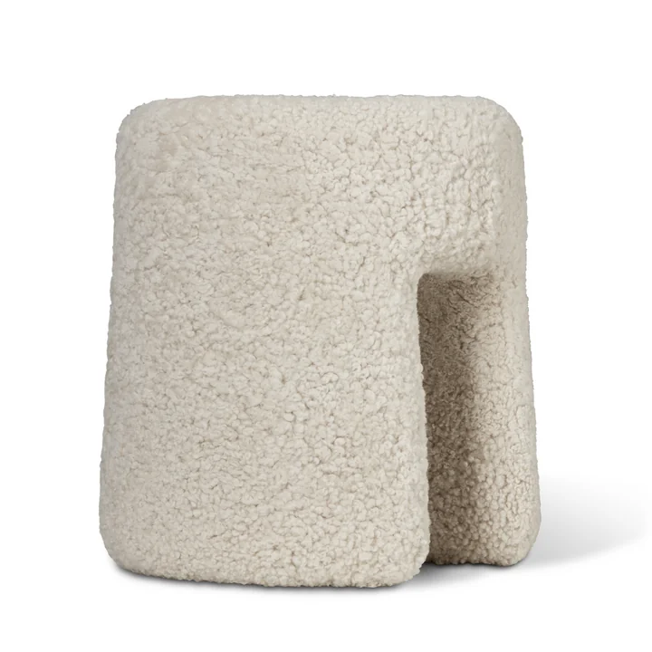 Sequoia Poef Ø 40 cm van Fredericia in lamsvel Moonlight