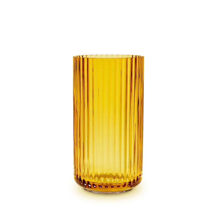 De glazen vaas van Lyngby Porcelæn , H 15,5 cm, amber