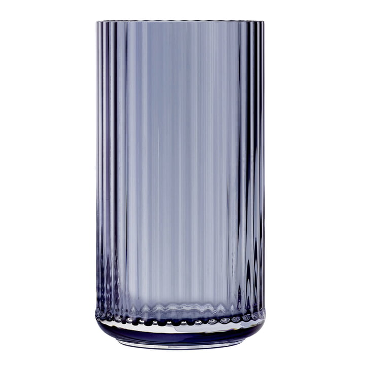 De glazen vaas van Lyngby Porcelæn , H 38 cm, midnight blue