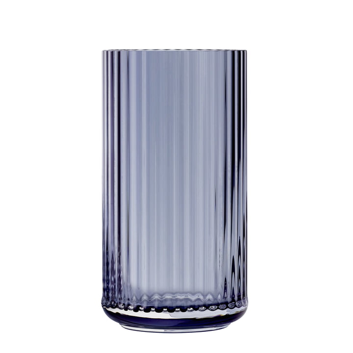 De glazen vaas van Lyngby Porcelæn , H 31 cm, midnight blue