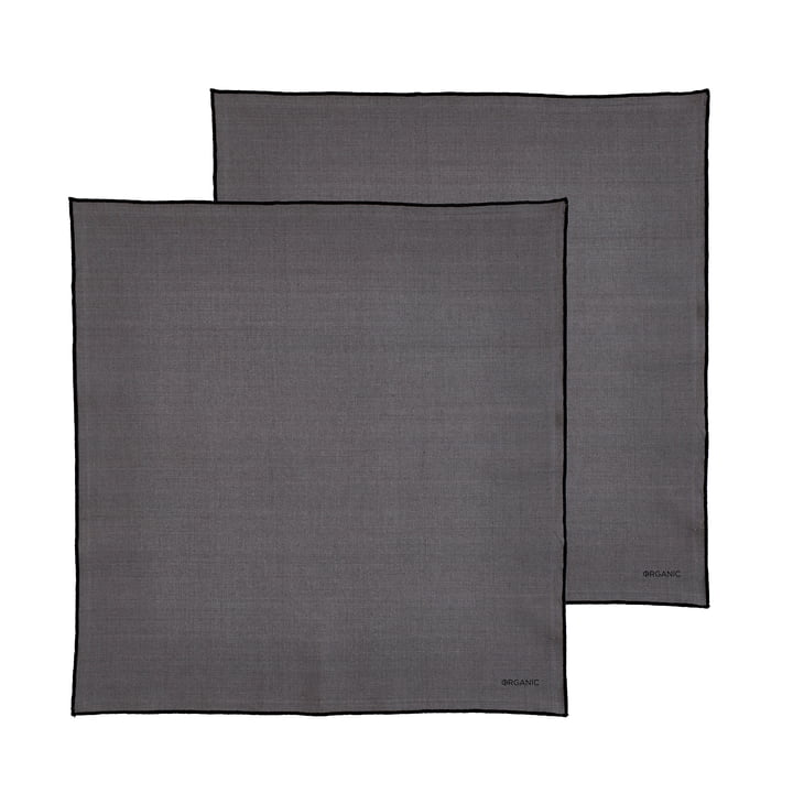 De stoffen servetten Organic van Södahl , 50 x 50 cm, grijs / zwart (set van 2)