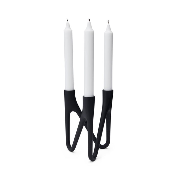 Roots Kandelaar van Morsø voor 3 kaarsen in zwart