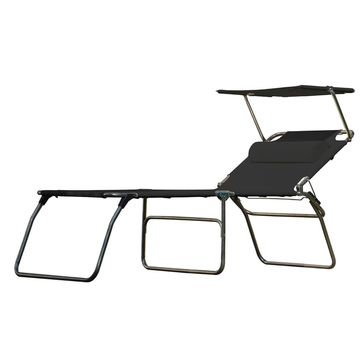 De Amigo Big 50+ Sun driepoot-ligstoel van Fiam met zonnekap en bolster, zwart