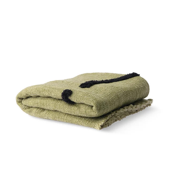 De deken met getufte streepmotief en franjes van HKliving