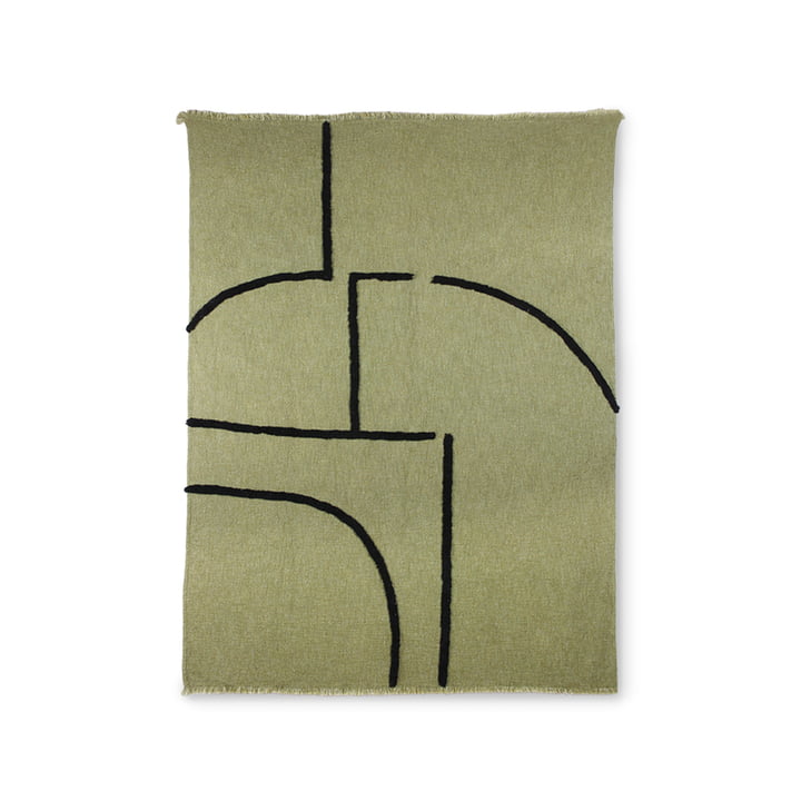 De deken met streepmotief van HKliving , 130 x 170 cm, groen/zwart