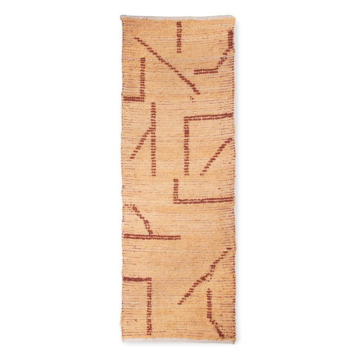 Het handgeweven katoenen vloerkleed van HKliving , 70 x 200 cm, perzik / mokka