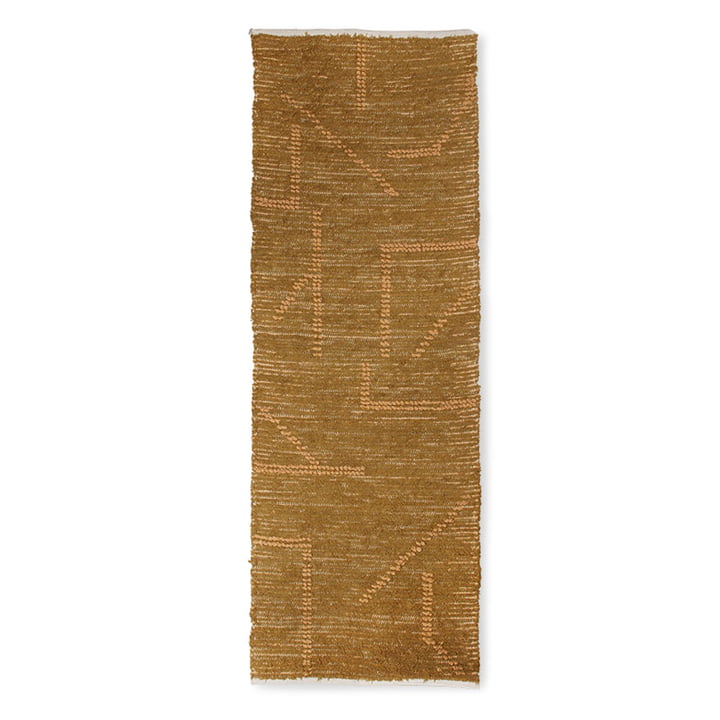 Het handgeweven katoenen vloerkleed van HKliving , 70 x 200 cm, mosterd/honing