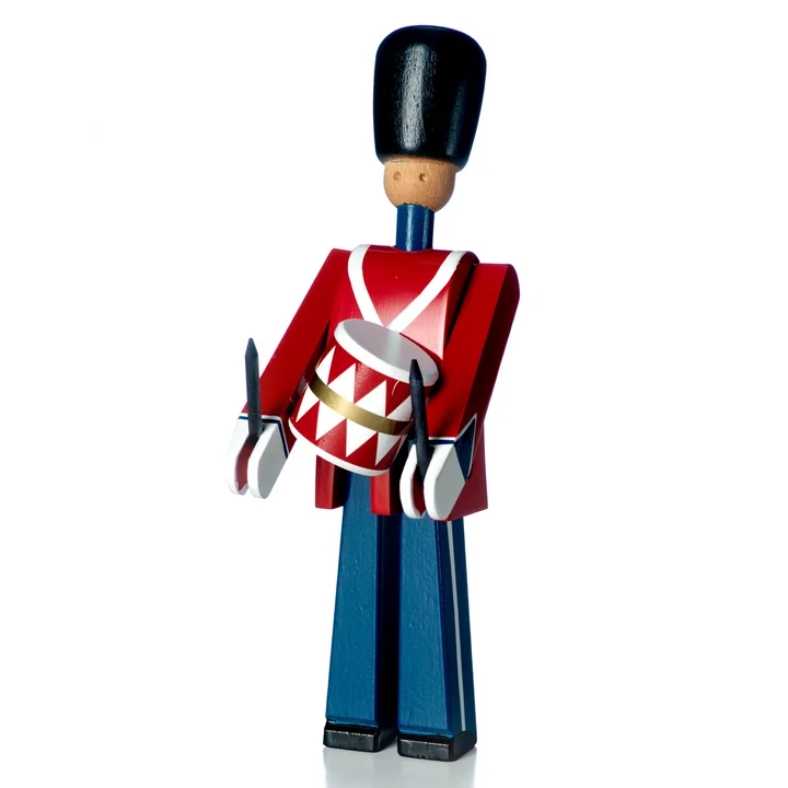 Drummer houten figuur, rood / blauw / wit van Kay Bojesen