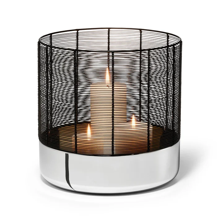 Luna Windlicht XL van Philippi in zilver/zwart