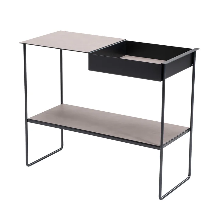 Console tafel met dienblad van Lind DNA in staal zwart / Bull warm grey