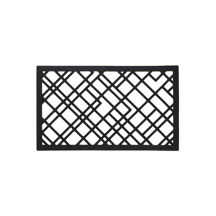 Rubber deurmat 45 x 75 cm van tica copenhagen in lijnen / zwart