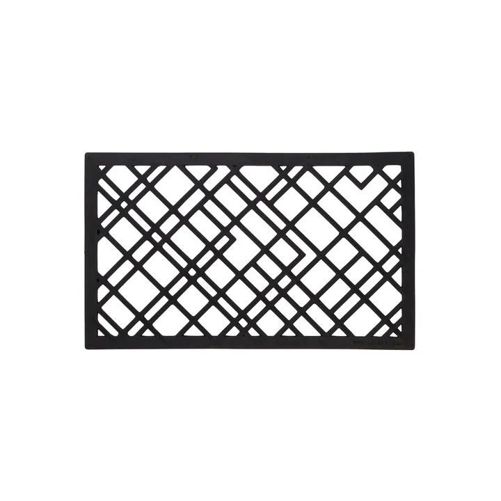 Rubber deurmat 45 x 75 cm van tica copenhagen in lijnen / zwart