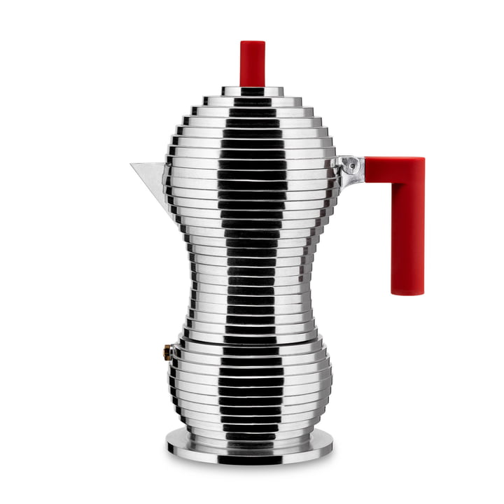 Pulcina Espressomachine 30 cl van Alessi in zilver / rood