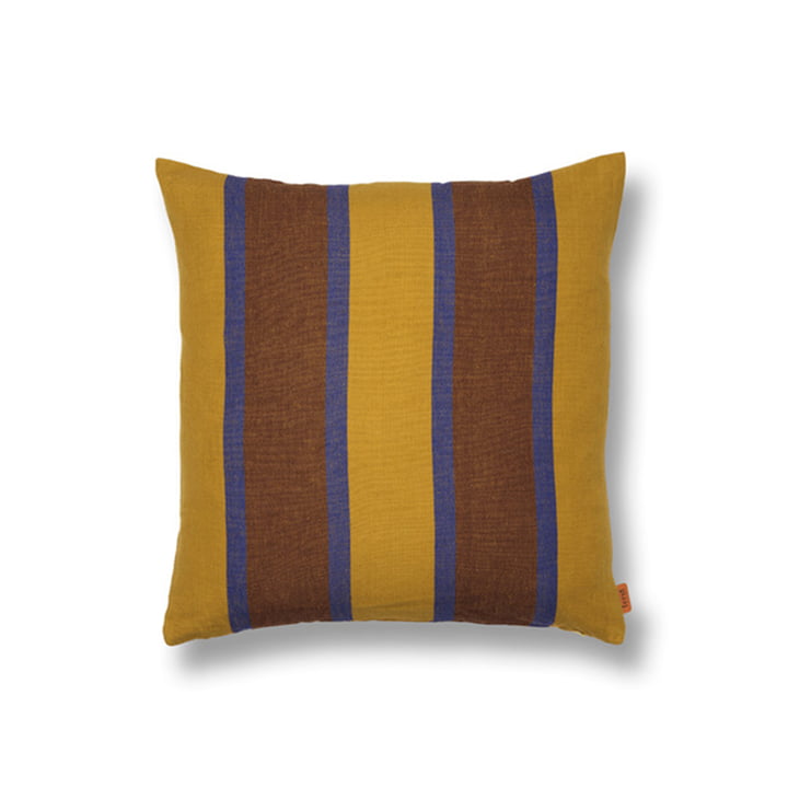 Grand Cushion 50 x 50 cm van ferm Living in lime / donkerblauw / chocolade