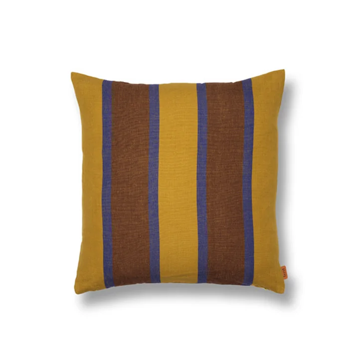 Grand Cushion 50 x 50 cm van Ferm Living in lime / donkerblauw / chocolade