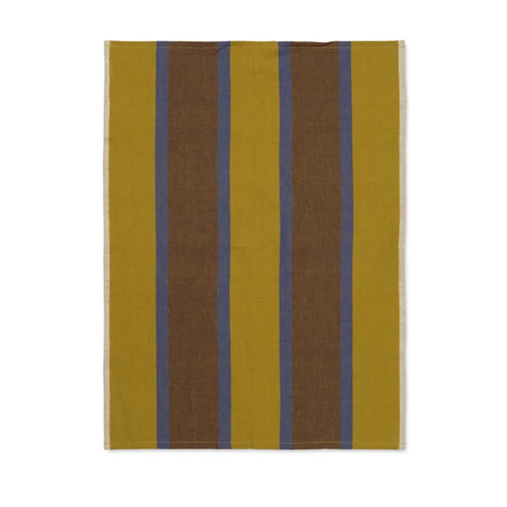 Hale Theedoek van Ferm Living in de kleuren lime-donkerblauw-chocolade