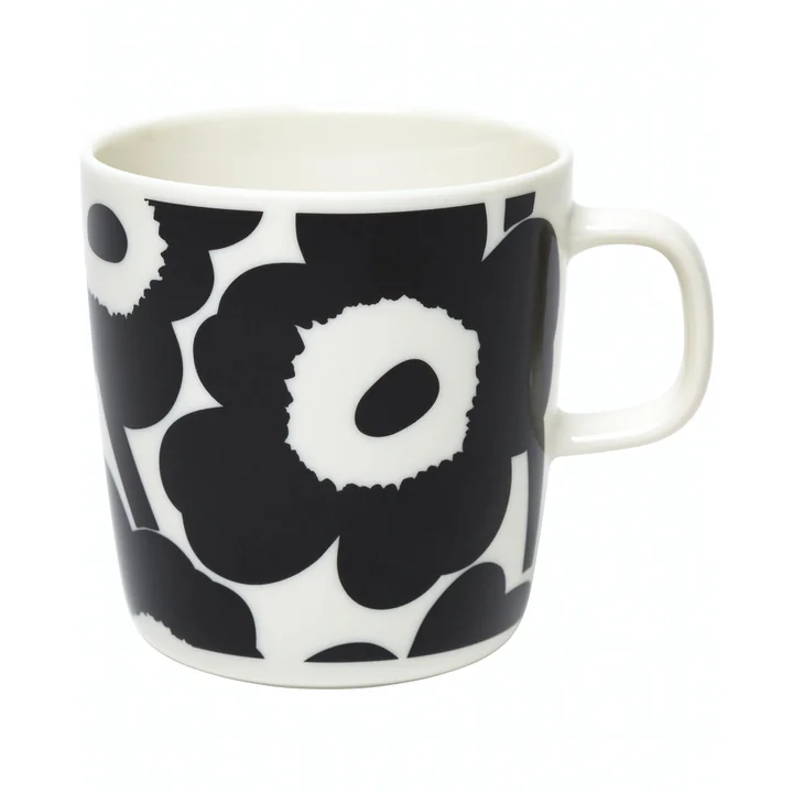 Marimekko - Oiva Unikko Mok met handvat, 400 ml, zwart / wit
