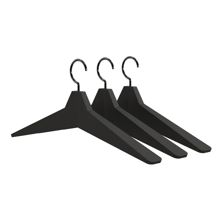 De kleerhangers Unu 4 in een set van 3, zwart
