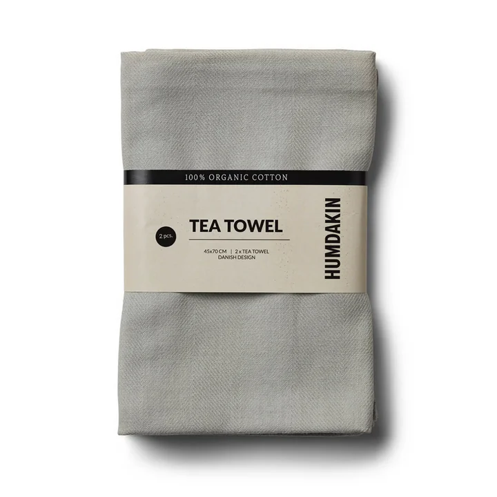 De biologische katoenen theedoek van Humdakin, 45 x 70 cm, stone (set van 2)