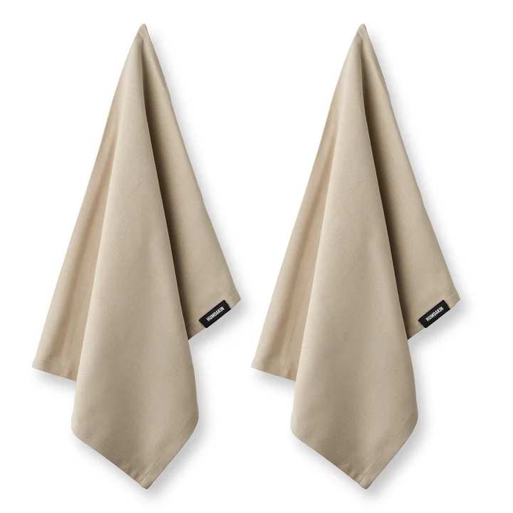 De biologische katoenen theedoek van Humdakin, 45 x 70 cm, light stone (set van 2)
