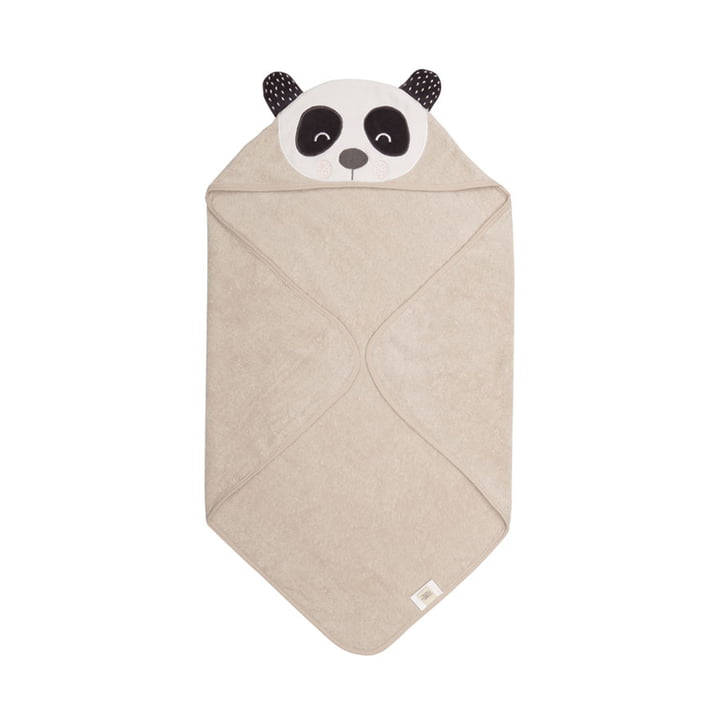 De Penny Panda Baby handdoek met kap van Södahl , 80 x 80 cm, naturel