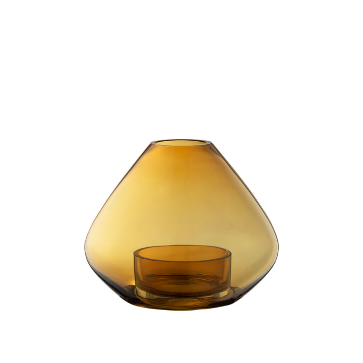 De Uno Windlicht en vaas van AYTM , Ø 14,5 x H 11,5 cm, barnsteen