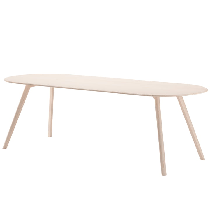 Meyer tafel Rounded XLarge 240 x 92 cm, as geboend met wit pigment door OUT Objekte unserer Tage