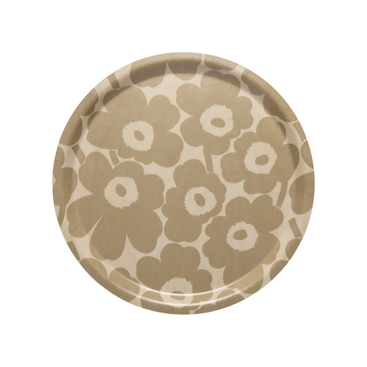 Marimekko - Mini Unikko Dienblad rond Ø 31 cm, beige / natuur