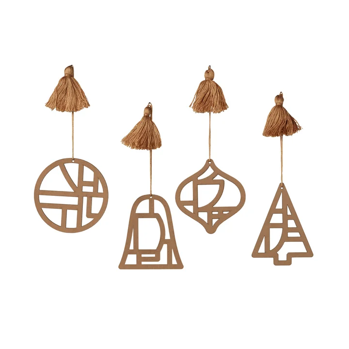 Christmas Fili Deco hanger, Ø 8 cm, indian tan (set van 4) by Broste Copenhagen
