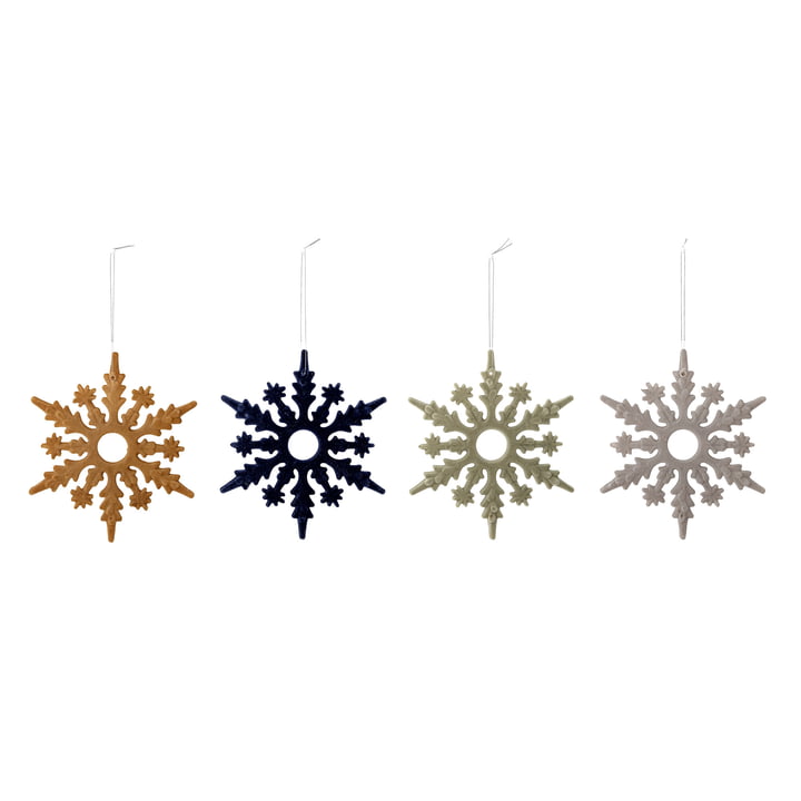 Endi Sneeuwvlok ornamenten, Ø 14,5 cm (set van 4) van Bloomingville in multicolour